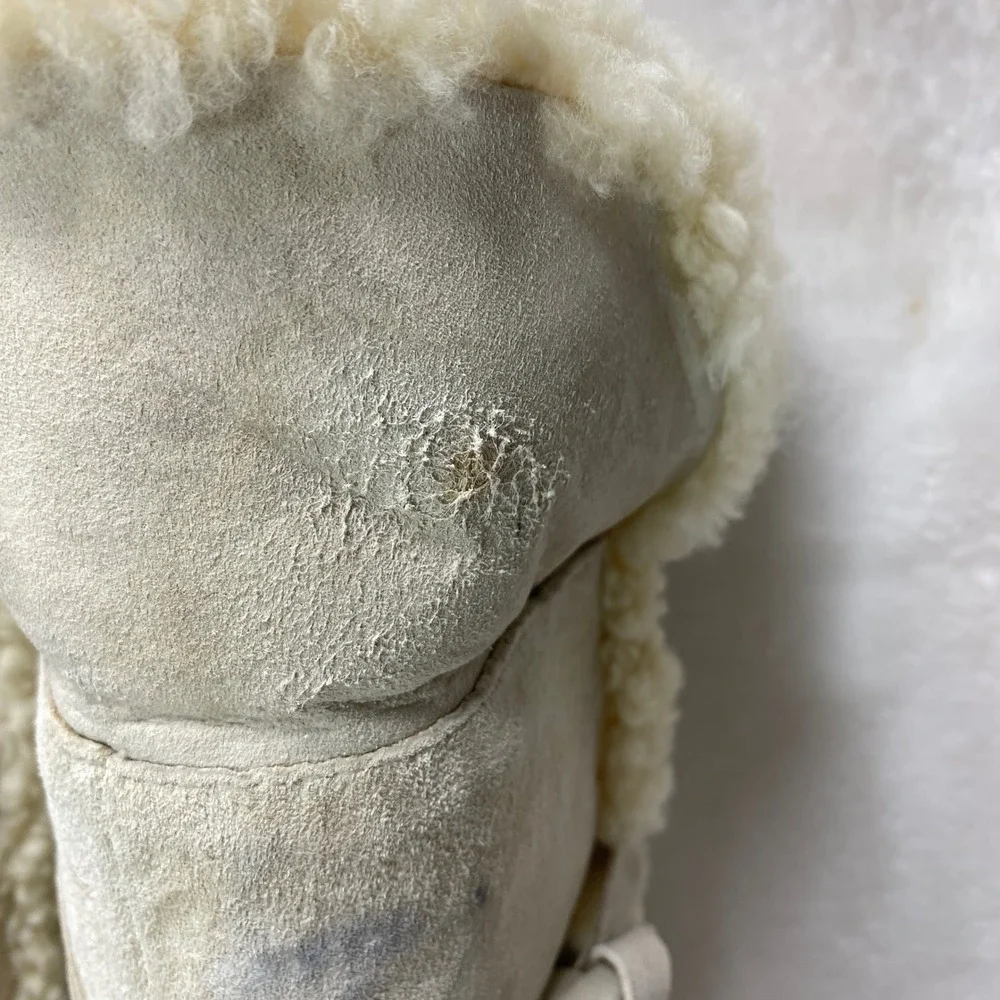 The North Face Womens Insulated Primaloft Shearling Boots Cream Suede  7‎